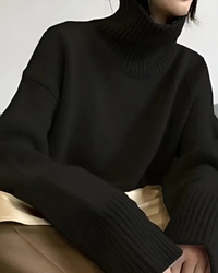 Hesper oversized turtleneck jumper in Black