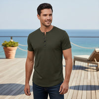 Henry | Cotton Henley Short Sleeve T-Shirt