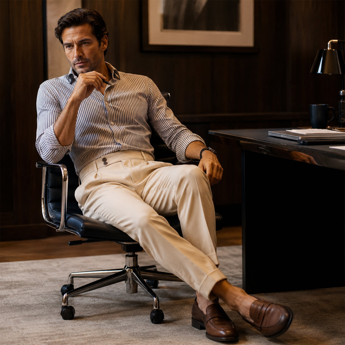 Julian | Slim Fit Pleated Tailored Dress Trousers