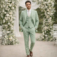 Ace | Men's Green 3 Piece Slim Fit Suit, Blazer, Waistcoat and Trousers