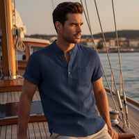 Calvin Henley Linen Shirt detail