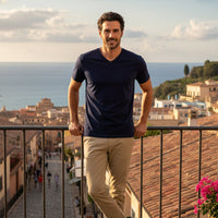 Leo | Men's V Neck Slim Fit Cotton T-Shirt