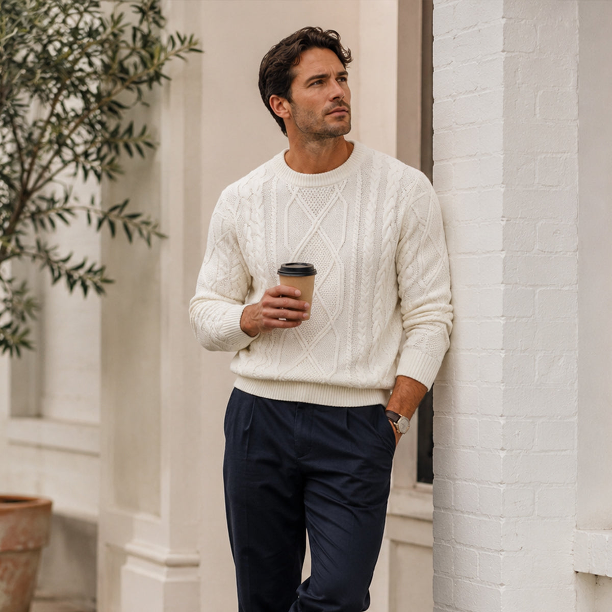 Erasmus | Men's Chunky Fisherman Cable Knit Jumper