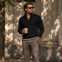 Fletcher | Half Zip Knit Jumper with Stripe Trim