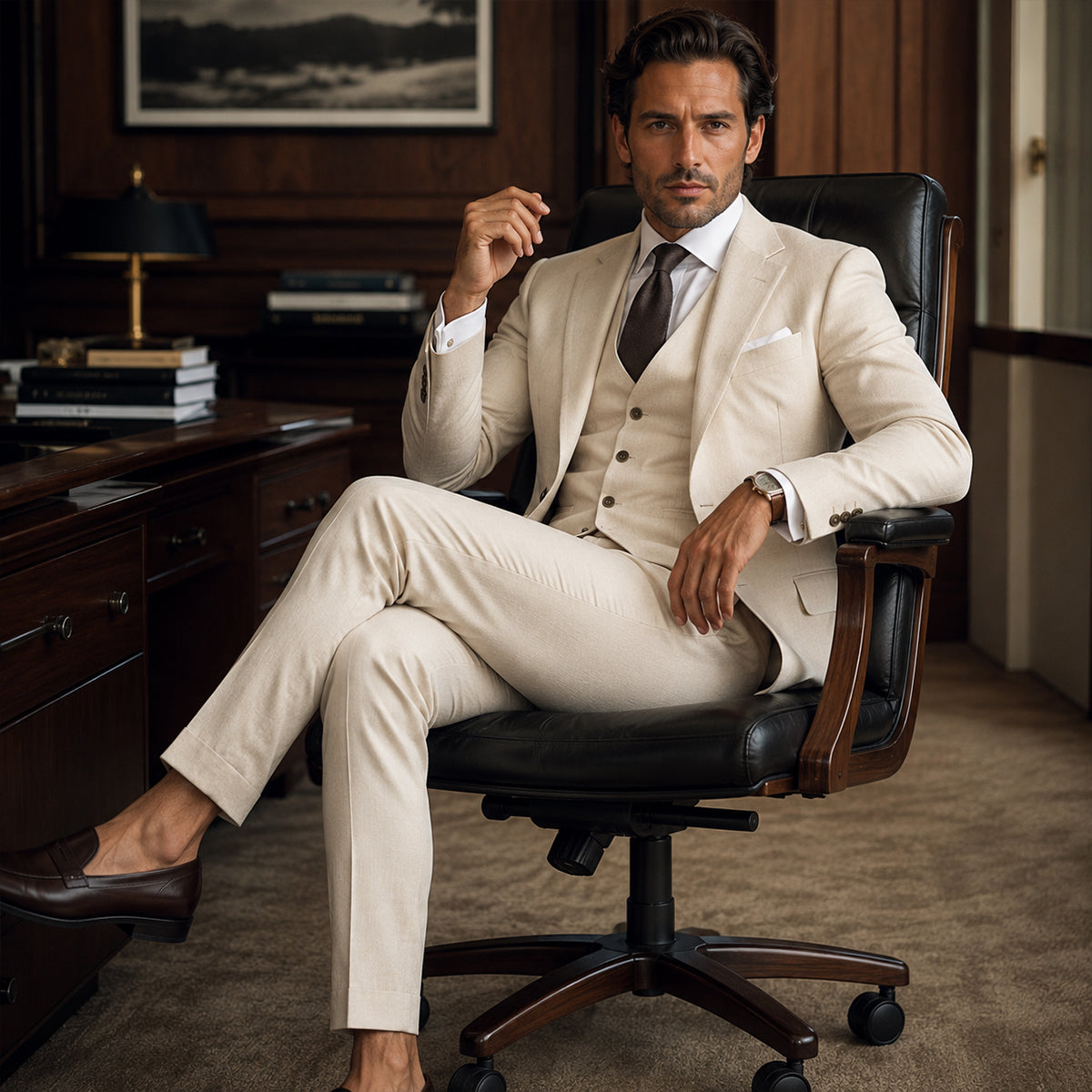 Norman | Men's 3 Piece Suit Set with Blazer, Gilet and Trousers