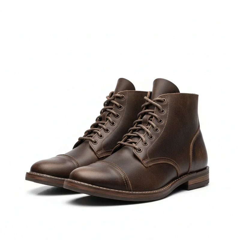 Granville men's leather lace up ankle boots in Dark Brown