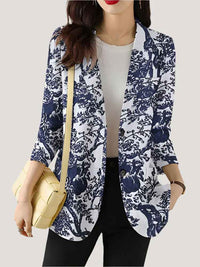 Clemency tailored floral print blazer in Blue White