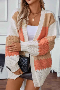 Severine | Women's Oversized Striped Cardigan Orange and Purple