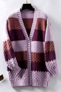 Severine | Women's Oversized Striped Cardigan Orange and Purple