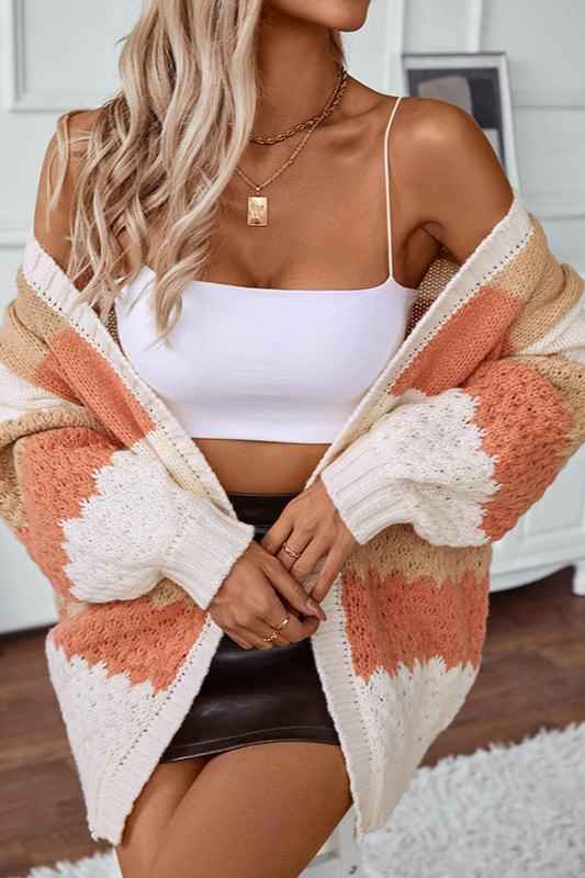 Severine | Women's Oversized Striped Cardigan Orange and Purple