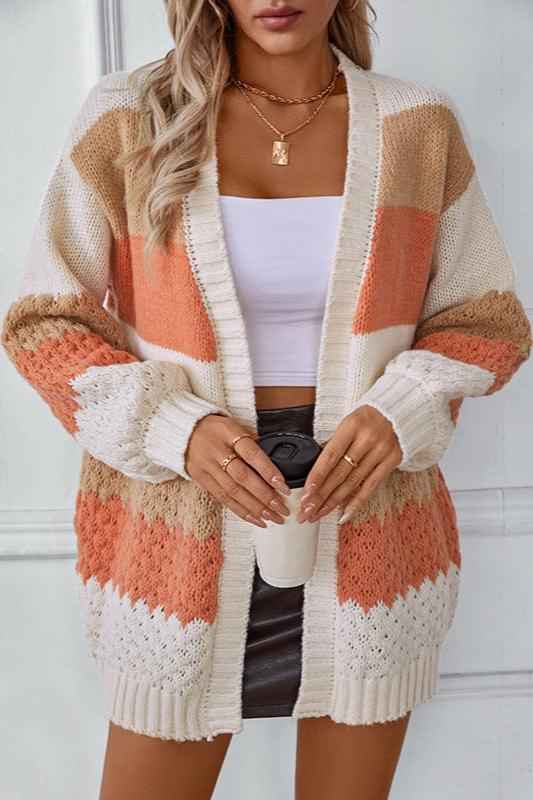 Severine | Women's Oversized Striped Cardigan Orange and Purple