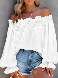 Bronte off shoulder ruffle blouse in White