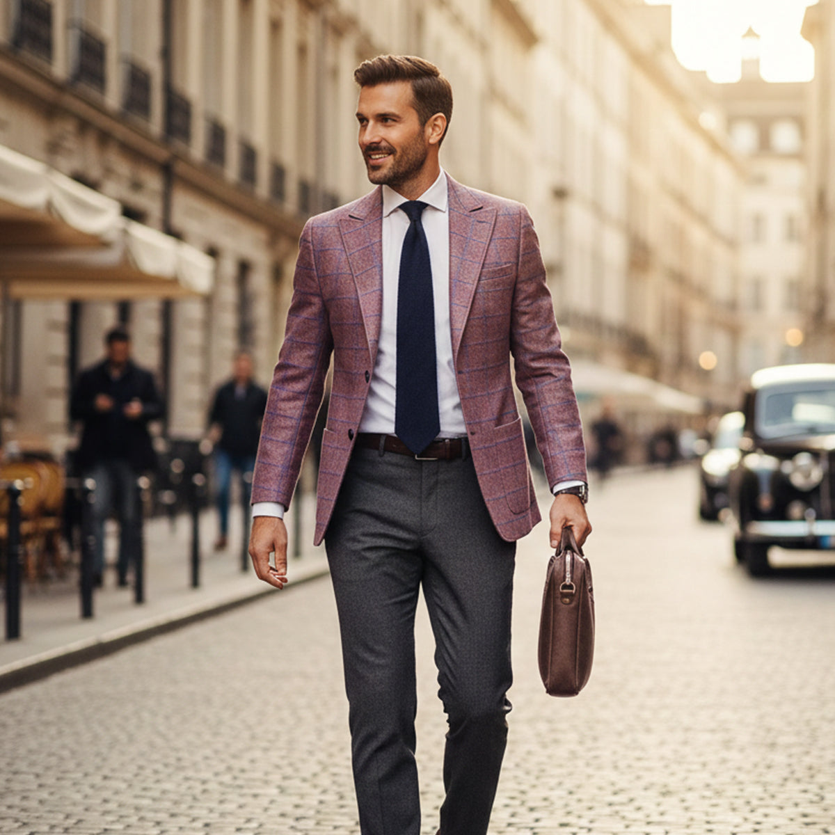 Luther | Checked Double Breasted Plaid Blazer Jacket