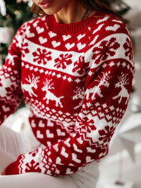 Morgane | Women's Long Sleeve Christmas Jumper White and Red