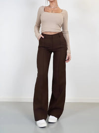 Annabel wide leg trousers in Brown