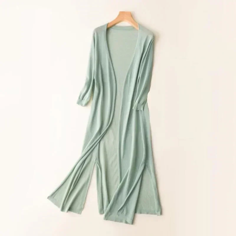Galatea long duster cardigan full length view