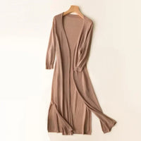 Galatea long duster cardigan in Khaki