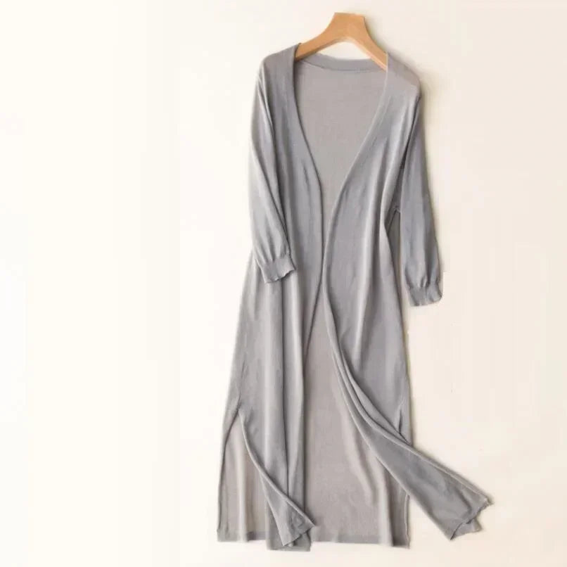 Galatea long duster cardigan in Grey