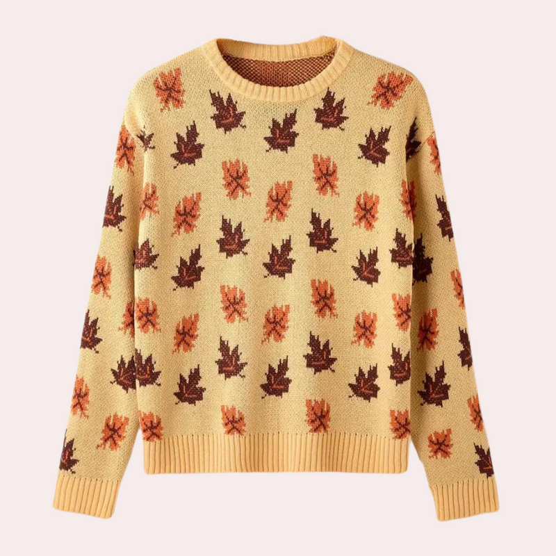 Vesper patterned crewneck jumper in Khaki