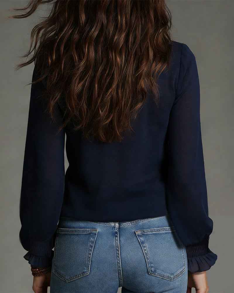 Ophelia blouse V neckline detail