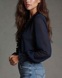 Ophelia blouse ruffled front placket detail