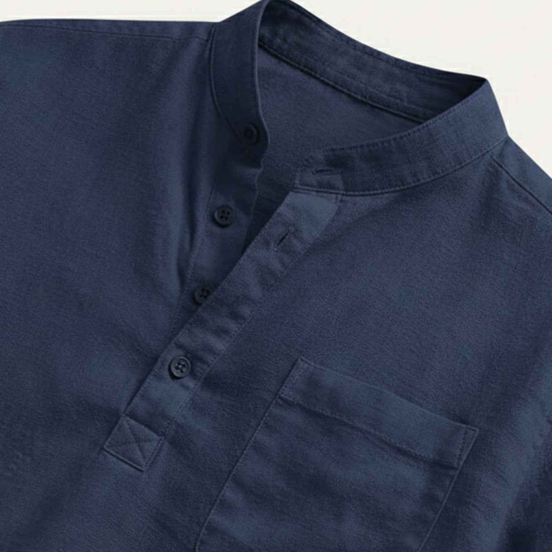 Calvin | Men's Relaxed Fit Henley Linen Shirt