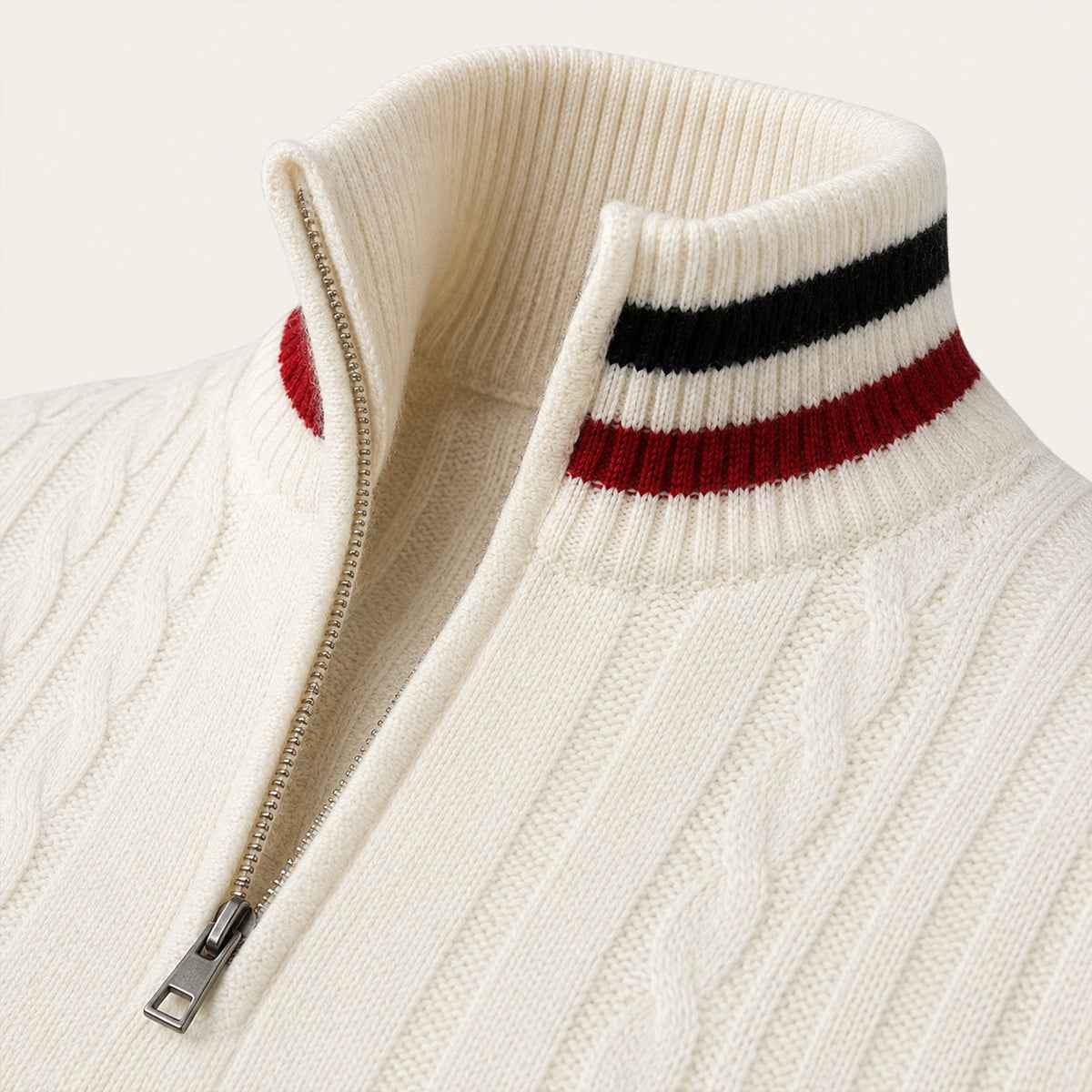 Fletcher | Half Zip Knit Jumper with Stripe Trim