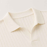 Ambrose | Men's Ribbed Knitted Short Sleeve V-Neck Polo