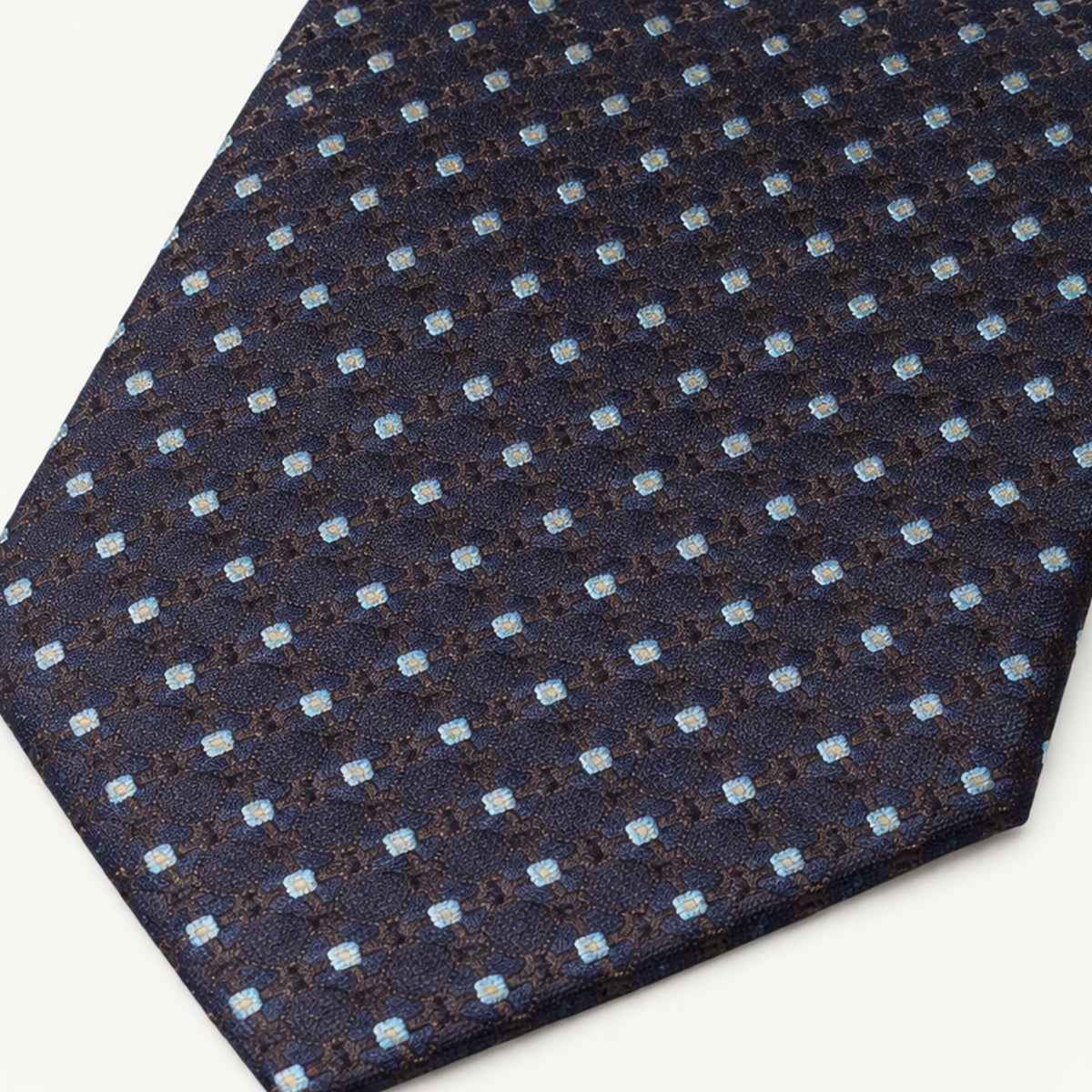 Alistair | Men's Luxury Woven Neck Tie in Patterned Navy Blue