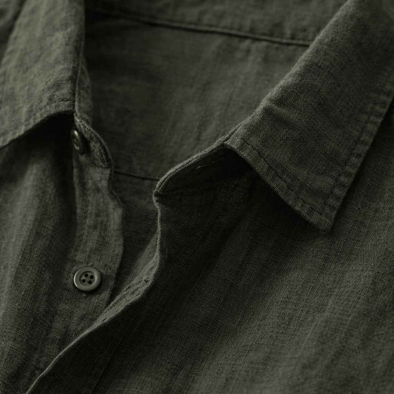 Bellamy linen button-up shirt detail view 2