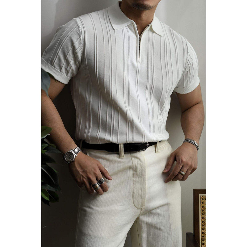 Anders | Men's Knitted Zip Short Sleeve Polo Shirt