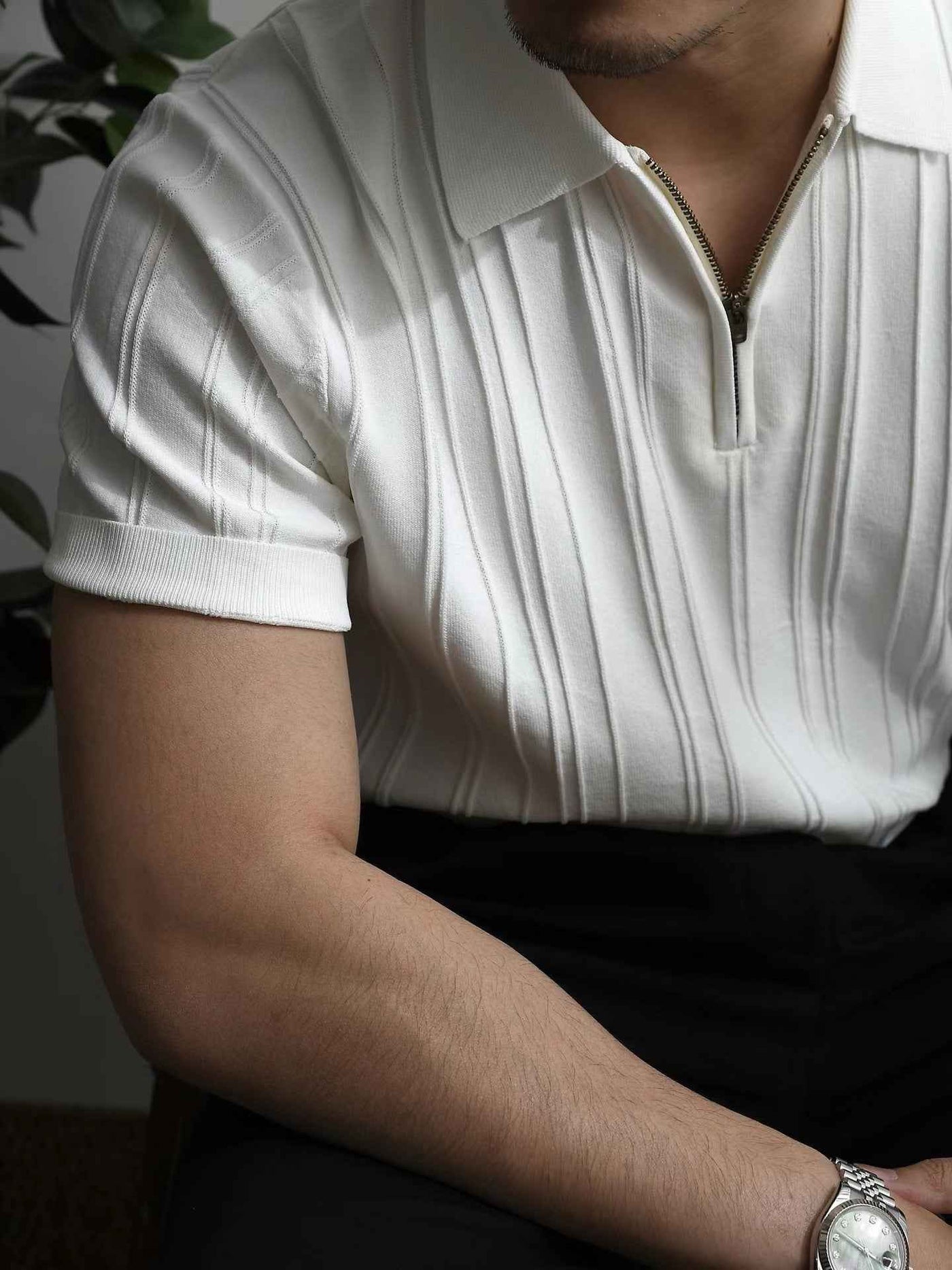 Anders | Men's Knitted Zip Short Sleeve Polo Shirt