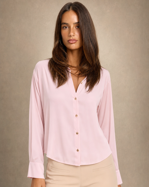 Anna | Gold-Button Satin-Finish Relaxed Shirt