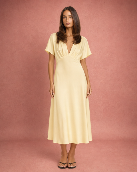 Penelope | Satin-Feel Flowing Midi Summer Dress