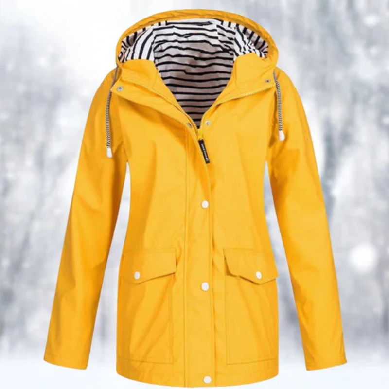 Leonora | Women's Hooded Button-Front Raincoat