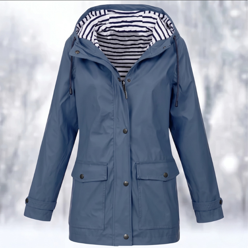 Leonora hooded raincoat in Navy Blue