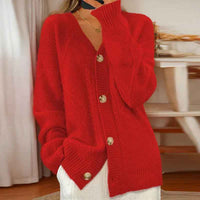 Mathilde | Women's Button-Down V-Neck Cable Knit Cardigan