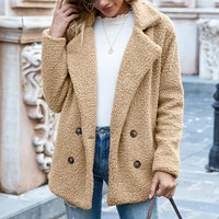 Octavia teddy double-breasted coat in Khaki
