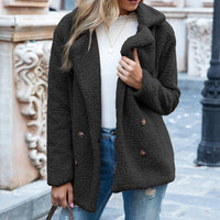 Octavia teddy double-breasted coat in Black