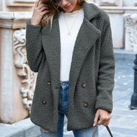 Octavia teddy double-breasted coat in Grey