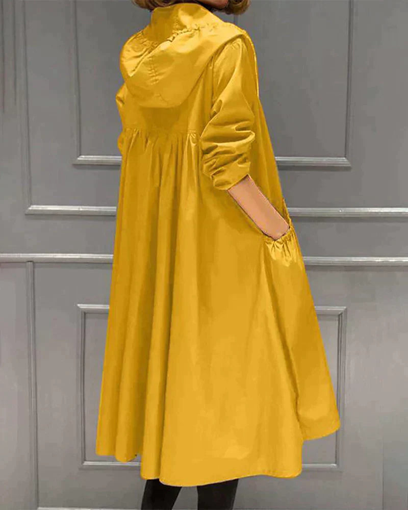 Roxane longline hooded jacket in Yellow