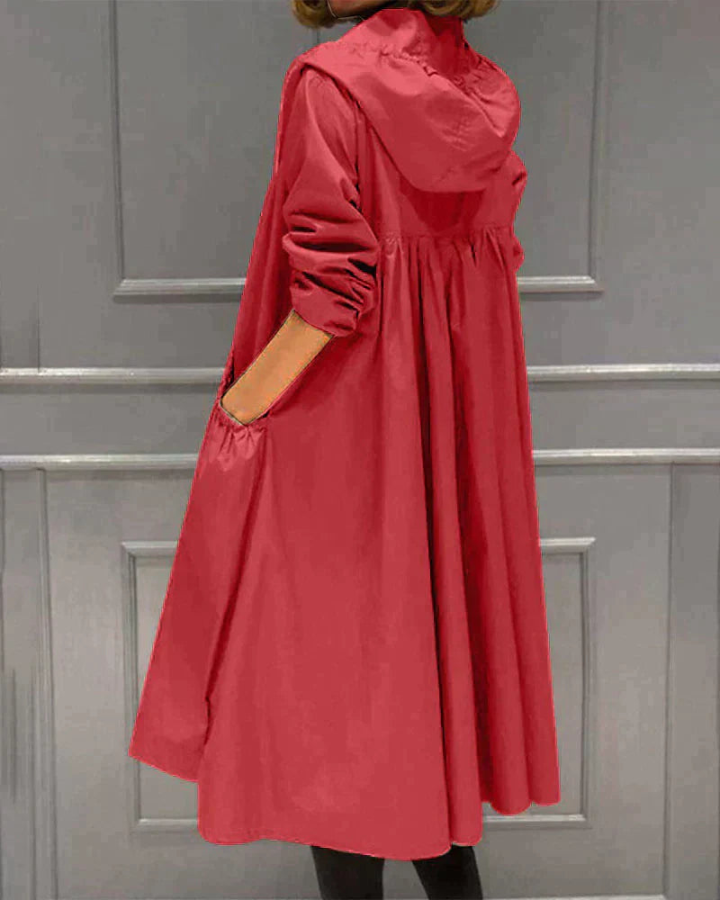 Roxane longline hooded jacket in Red