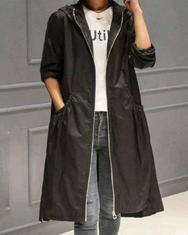 Roxane | Women's Longline Hooded Jacket A-Line Zip-Up