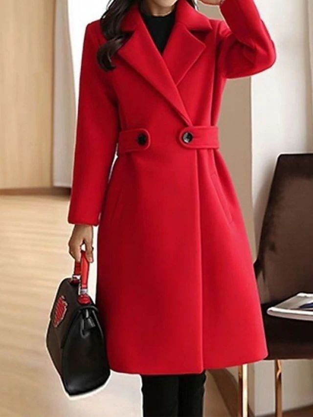 Guinevere belted long coat styled detail