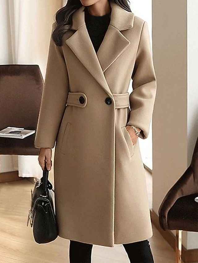 Guinevere | Women's Belted Long Coat Button Front