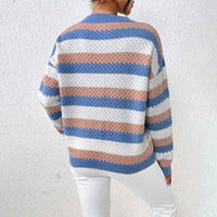 Emeline | Women's Striped Crew Neck Jumper Blue