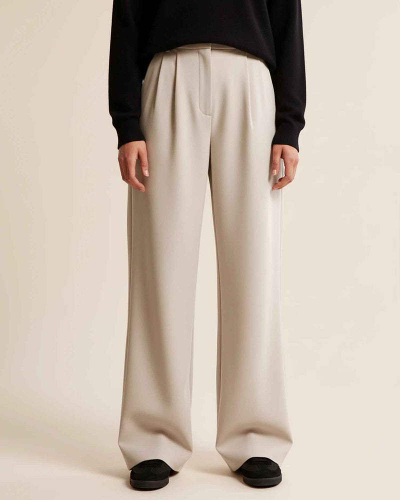 Jolanda | Women's High-Waisted Pleated Wide Leg Trousers