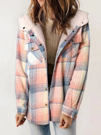 Oriel hooded plaid jacket in Pink