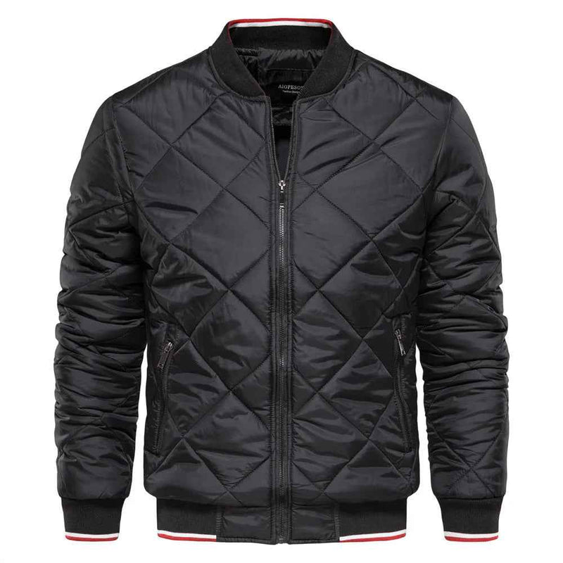 Theron | Men's Diamond Quilted Bomber Jacket Ribbed Trim