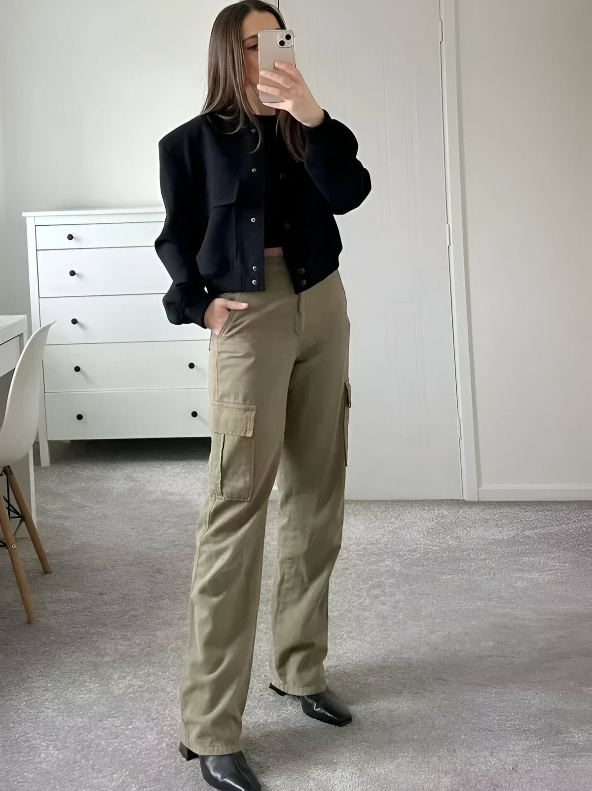 Gemma cropped bomber jacket full length view